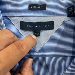 Tommy Hilfiger Men's Blue Pinstripe Dress Shirt